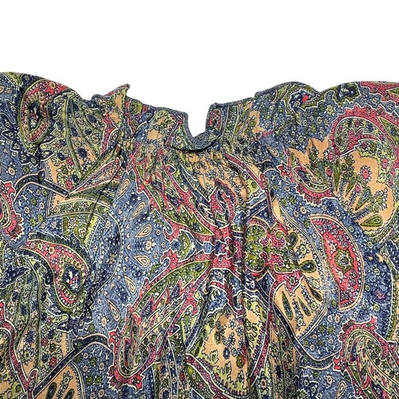 PERRY WALKER COLLECTIVE Varina Silk Blend Flutter Sleeve Boho Top - Picture 4 of 8